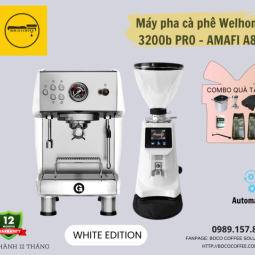 COMBO MÁY PHA CÀ PHÊ GEMILAI 3200B PRO - AMALFI A80 WHITE EDITON 