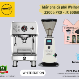 COMBO MÁY PHA CÀ PHÊ GEMILAI 3200B PRO - JX600AD WHITE EDITON