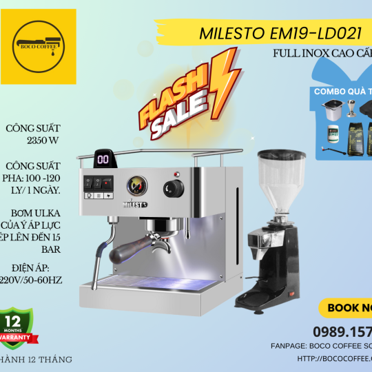 COMBO MÁY PHA CÀ PHÊ MILESTO EM19 -LB021
