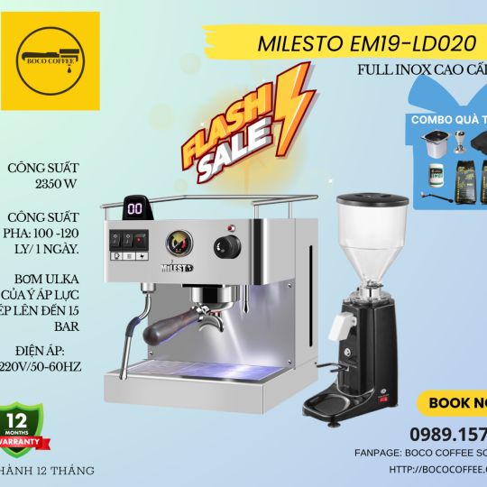 COMBO MÁY PHA CÀ PHÊ MILESTO EM19 -LD020
