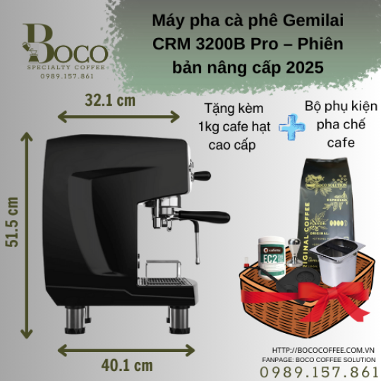 COMBO MÁY PHA CÀ PHÊ GEMILAI 3200B PRO - JX600AD WHITE EDITON