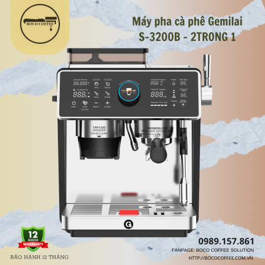 Máy pha cà phê Gemilai S-3200B – Máy pha cà phê đa năng 2 trong 1