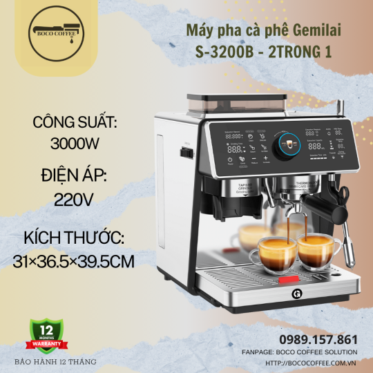 Máy pha cà phê Gemilai S-3200B – Máy pha cà phê đa năng 2 trong 1