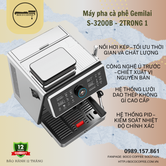 Máy pha cà phê Gemilai S-3200B – Máy pha cà phê đa năng 2 trong 1
