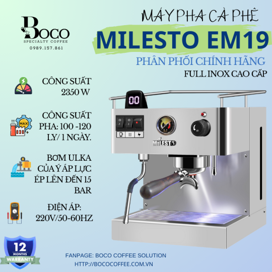 COMBO MÁY PHA CÀ PHÊ MILESTO EM19 -LD020