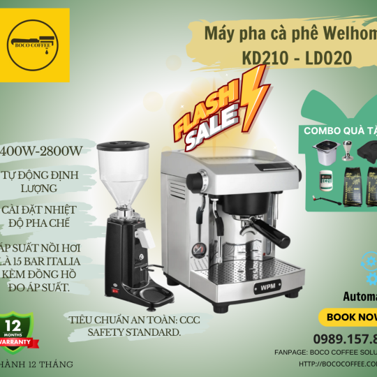COMBO Máy Pha Cà Phê Espresso WELHOME KD210 WPM - MÁY XAY LD020
